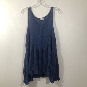 Free People Intimately Free People Blue Lace and Ruffle Sleeveless Tunic Top XS